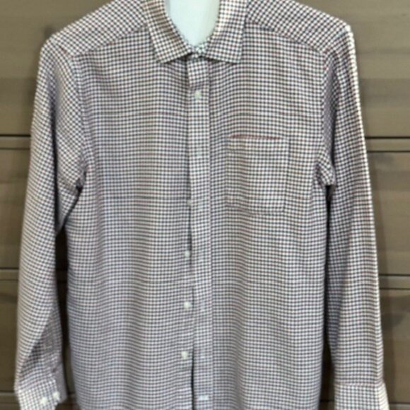 Johnston & Murphy red, white, blue houndstooth mens shirt Medium - Picture 7 of 7
